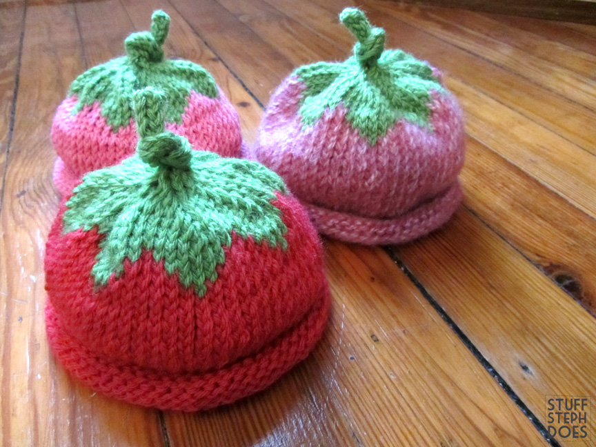 knit baby berry hats